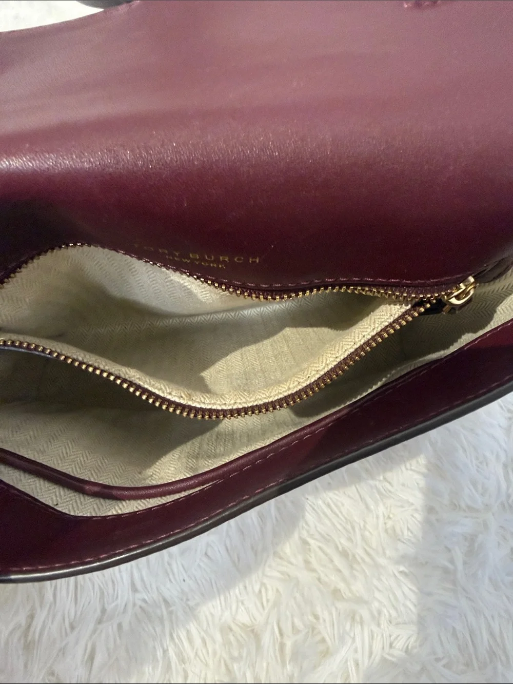 Tory Burch Burgundy Leather Miller Crossbody Bag